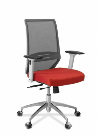 Кресло Aero lux (белый каркас) сетка/ткань TW / серая/красная