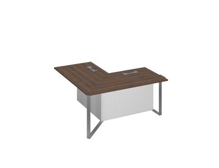 Секция угловая стола для переговоров составного дуб гладстоун (столешница, фасад, топ)/ белый премиум (корпус)
