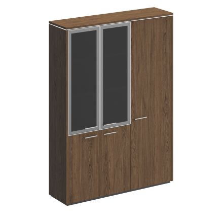 Шкаф комбинированный (со стеклом + для одежды узкий) дуб табачный

