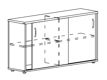 Шкаф-купе низкий (для 2-х столов 70) дуб шамони / дуб скандинавский
