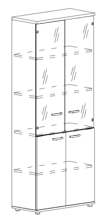 Шкаф для документов со стеклянными прозрачными дверьми мокко премиум / дуб шамони