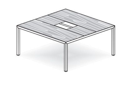 Стол для переговоров квадратный с кабель-каналом и треем орех каналетто