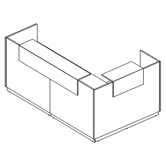 Стойка ресепшен угловая левая белый премиум / белый премиум / антрацит премиум